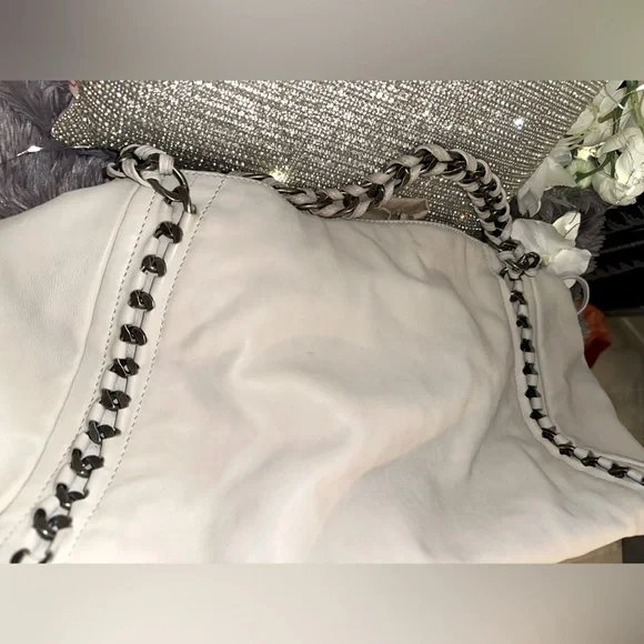 π₯ CHANEL Gorgeous βCCβ logo Bone all-leather braided chain link bag w/ COA. WOW! - Picture 9 of 12